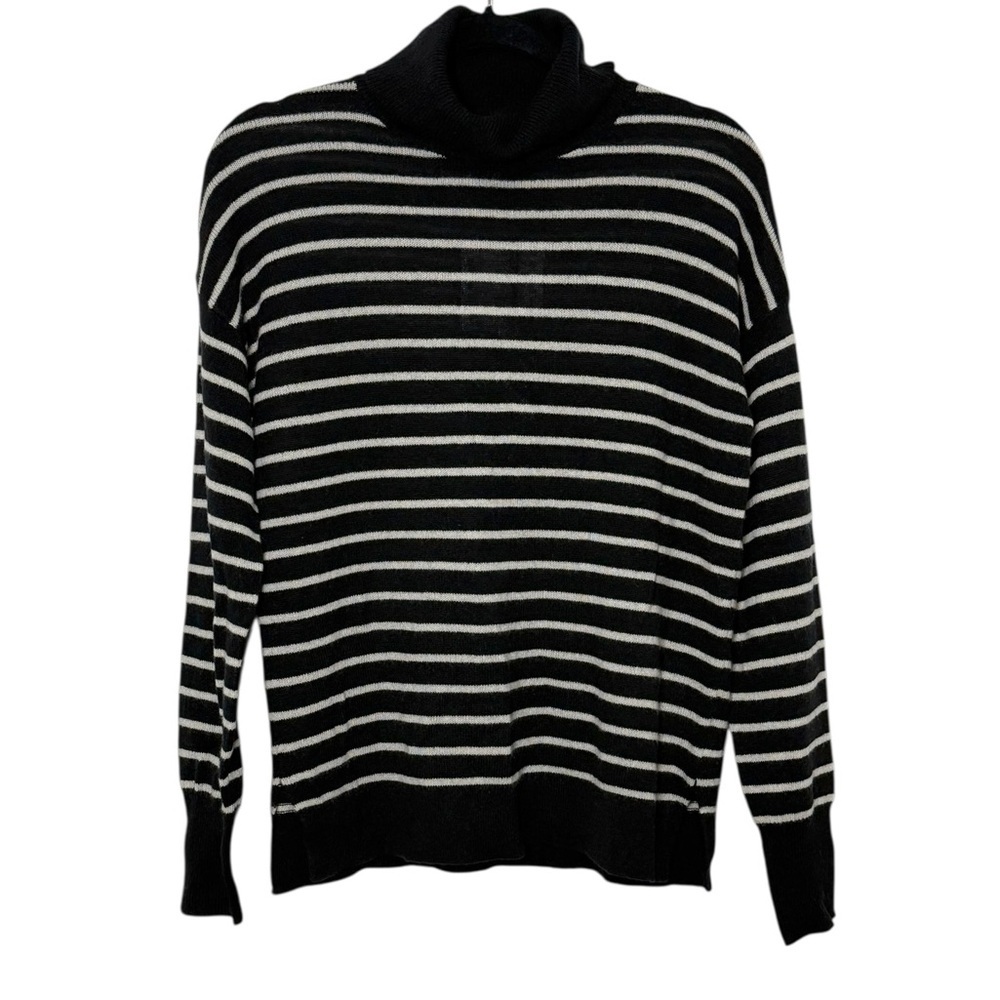 Halogen Nordstrom Cashmere Sweater Size Small Black White Striped Turtleneck NWT